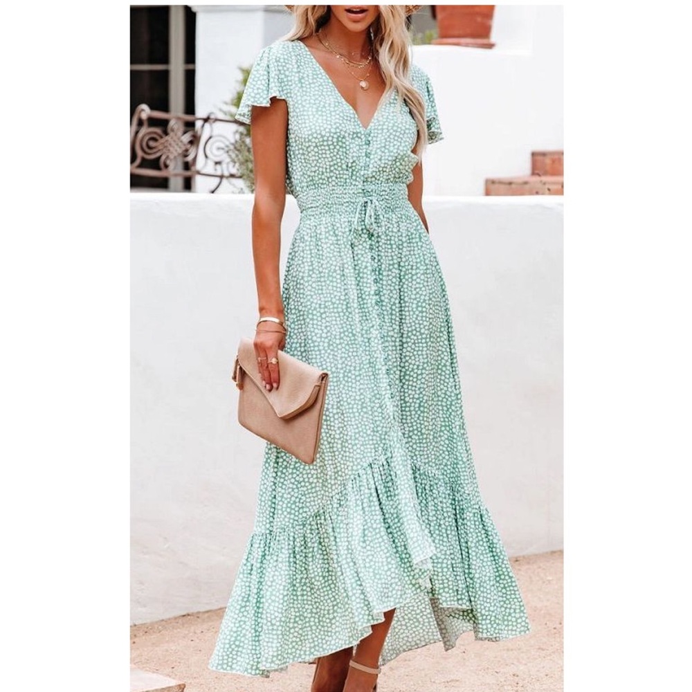 NEW Skylar + Madison Green & White Maxi Dress | S